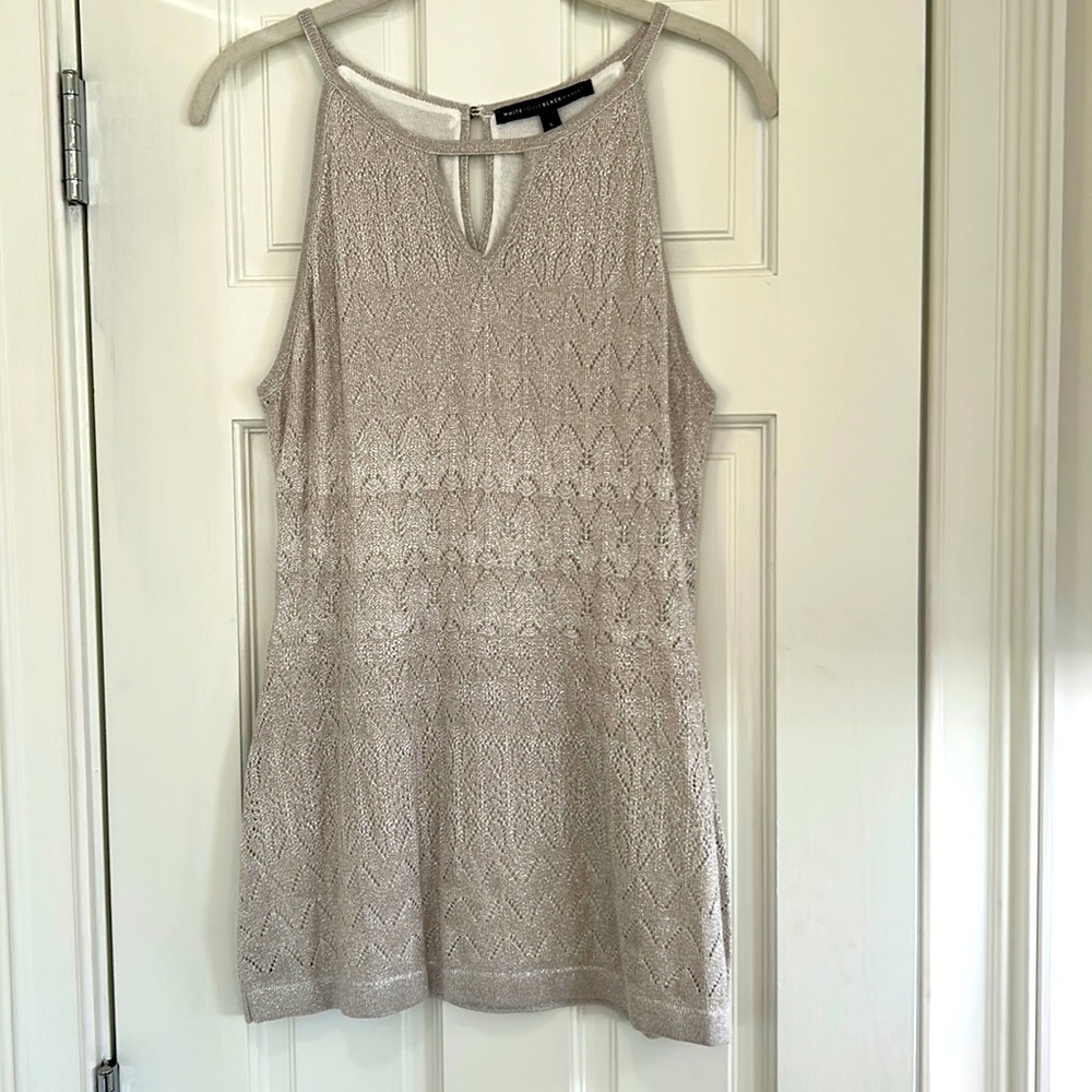 White House Black Market Halter Style Champagne Color Metallic Top sz.Small